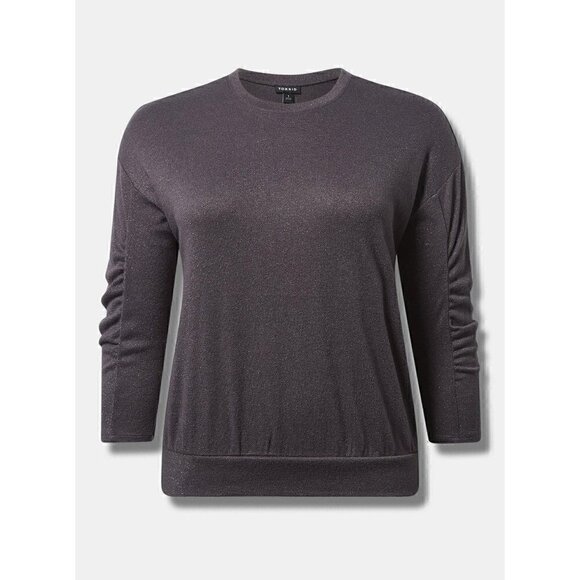 Torrid Women's Sparkle Knit Gray Drop Shoulder Sweatshirt, 2, 2X, 18-20 - Picture 3 of 7